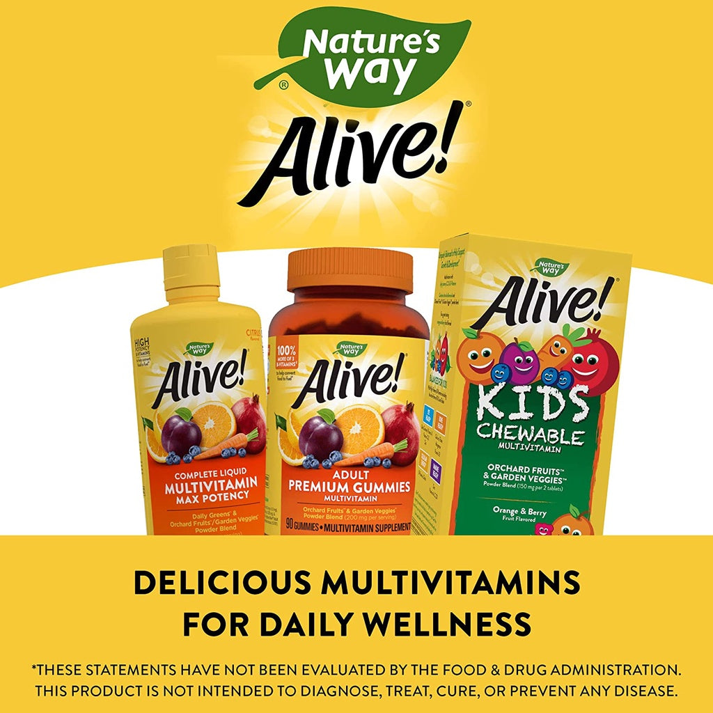 USA Onhand | Nature's Way, Alive! Kid's Chewable Complete Multivitamin, Orange + Berry