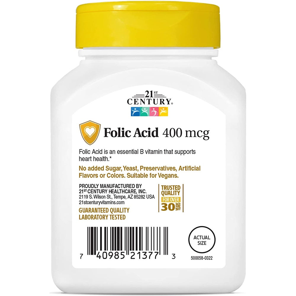 LowCostPh | 21st Century, NaturesPlus, Folic Acid, 400 mcg, 800 mcg, 250 | 180 Easy to Swallow Tabs