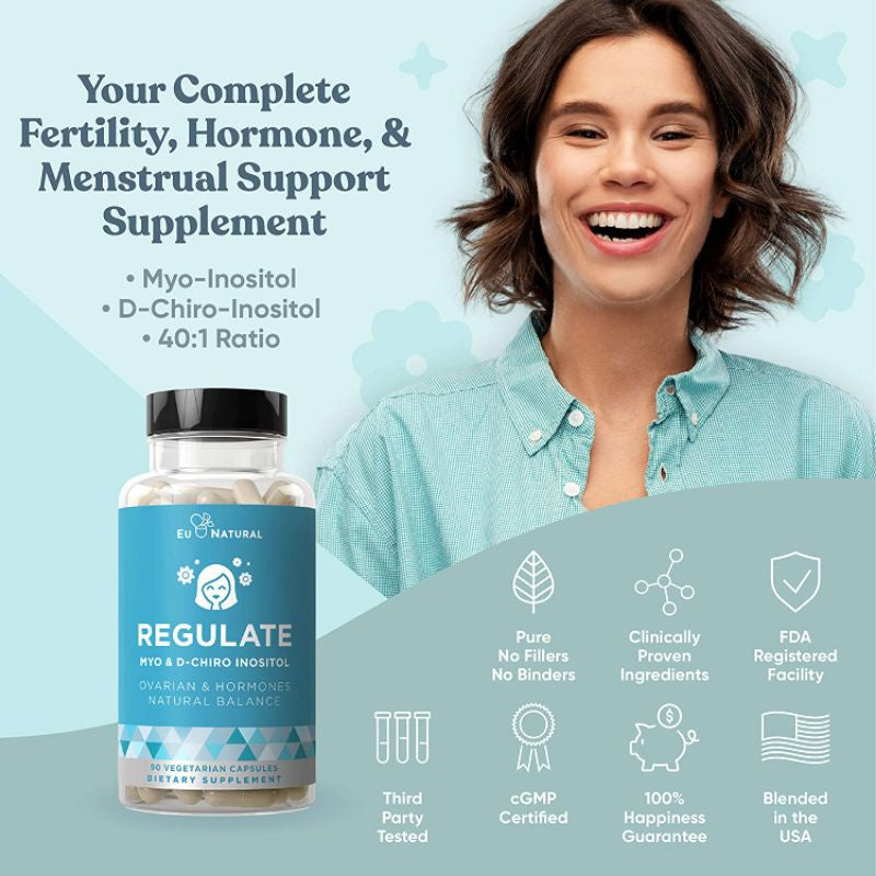 LowCostPh | Myo + D-Chiro, Myo Inositol, 120 Caps, Eu Natural, Regulate, Fertility Support