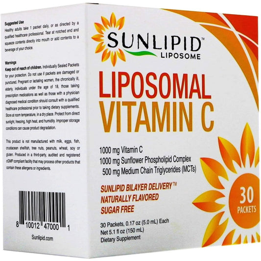 LowCostPH | Sunlipid, Liposomal Vitamin C with MCT Oil, 30 Packets, 0.17 fl oz (5 ml) Each