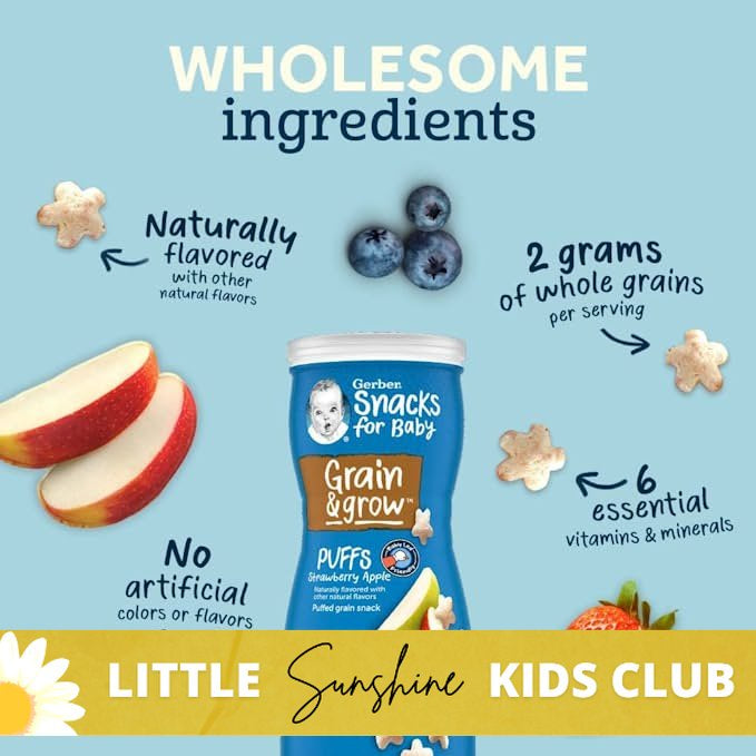 Little Sunshine | Gerbers Puffs, Puffed Grain Snack, 8+ Months,, 1.48 oz (42 g) Baby Snacks