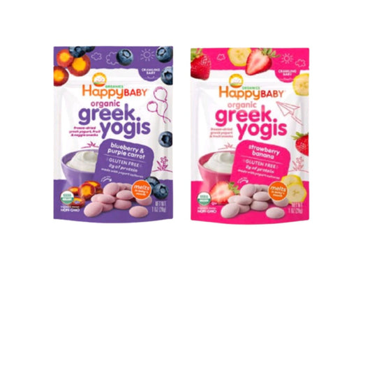 Little Sunshine | Happy Family Organics, Organic Greek Yogis, Blueberry & Purple Carrot, Strawberry