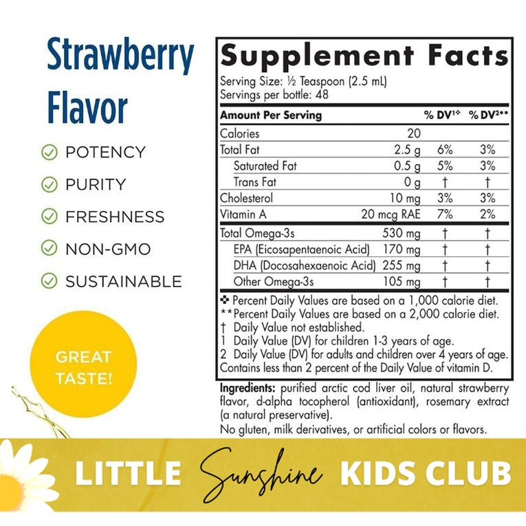 LittleSunshine | Nordic Naturals, Children's DHA, Ages 1-6, Strawberry, Vegetarian, Brain Support