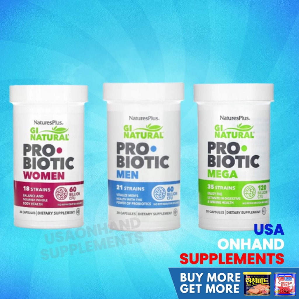 USA Onhand | Natures Plus GI Natural Probiotic Mega 35 strain Men 21Strain Women Dietary Supplements