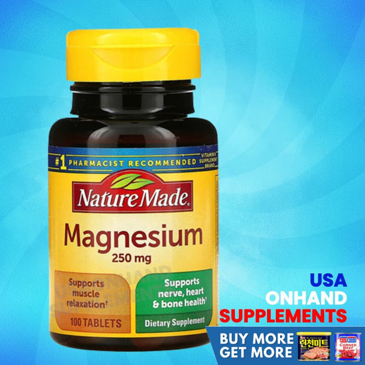 USA Onhand | Nature Made, Magnesium, Supports Nerve, Heart & Bone Health Supports Muscle Relaxation