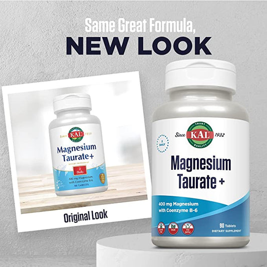 USA Onhand | KAL, Magnesium Taurate +, 400 mg, 400 mg Magnesium with Coenzyme B-6