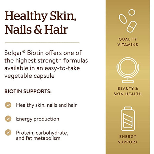 USA Onhand | Solgar, Super High Potency Biotin, 10000 mcg ( Hair, Skin & Nails )