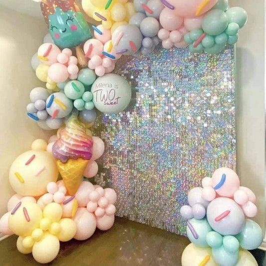 Low Cost PH | Balloon Garland Arch Kit, White Gold Silver Confetti Metallic Latex Balloons.