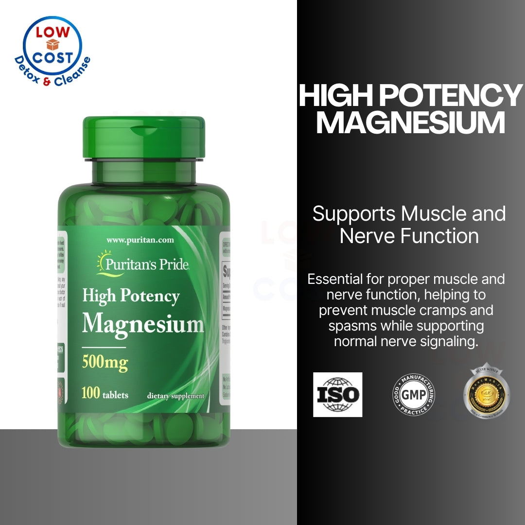 LowCostPH | Puritan's Pride High Potency Magnesium Tablets, 500 mg, 100 Count
