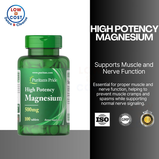 LowCostPH | Puritan's Pride High Potency Magnesium Tablets, 500 mg, 100 Count