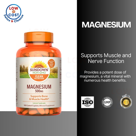 LowCostPH | Sundown Naturals, Magnesium, 500 mg, 180 Coated Caplets