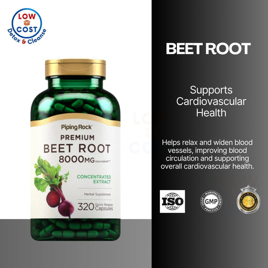LowCostPH | Piping Rock Beet Root Powder Capsules 8000mg | 320 Caps | Concentrated Extract | Herbal
