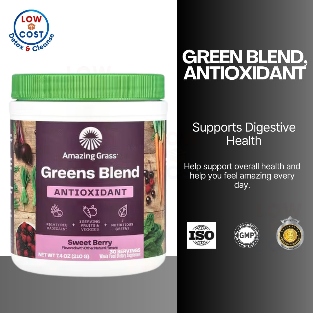 LowCostPH | Amazing Grass, Green Blend Antioxidant, Sweet Berry, 7.4 oz (210 g), Supports Digestive