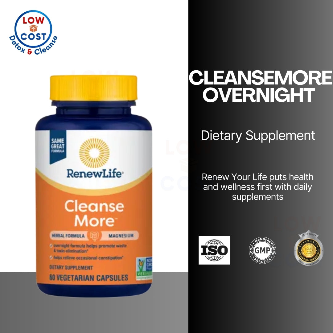LowCost PH| CleanseMore Overnight Formula Herbs & Magnesium | Gluten Free Non-GMO
