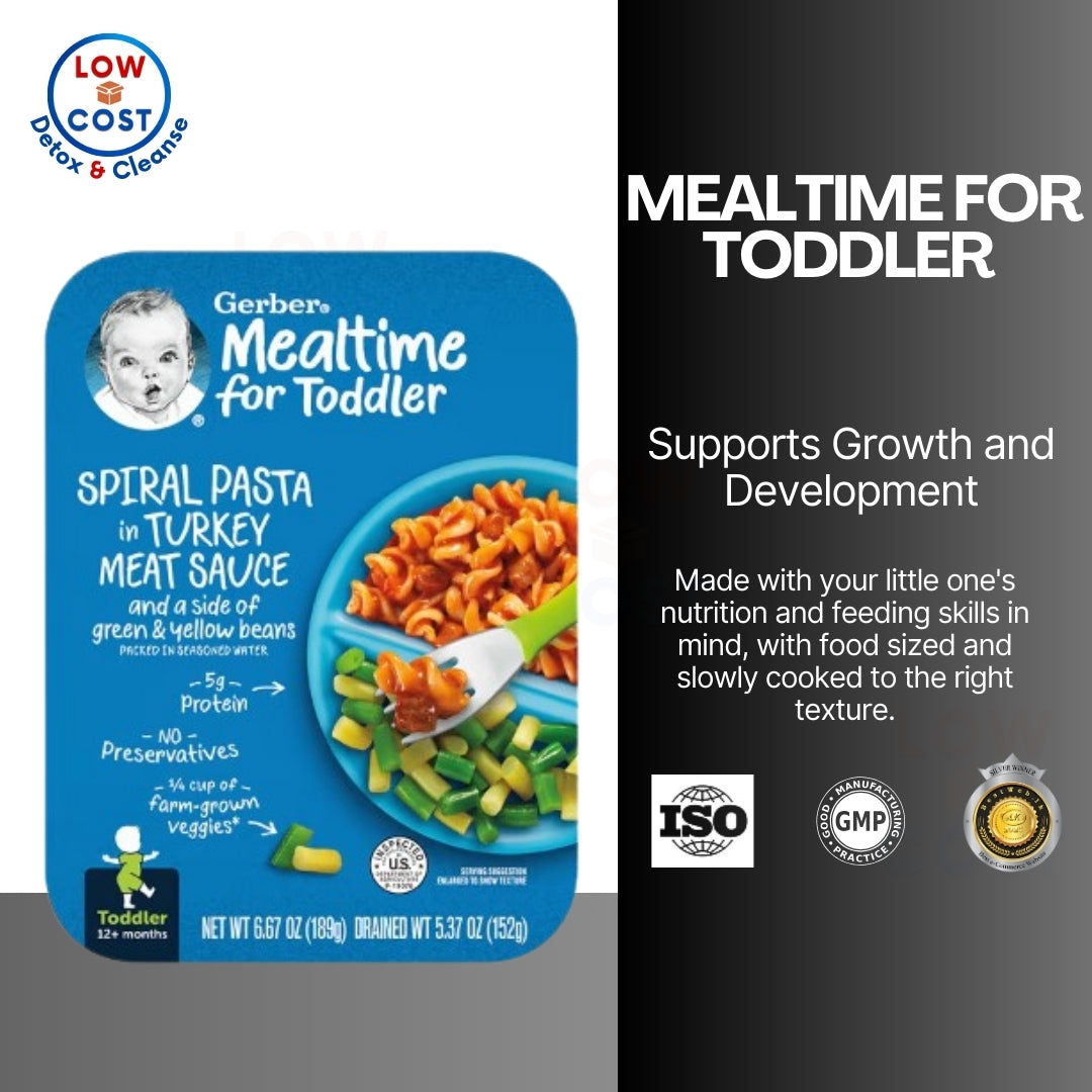 LowCostPH | Gerber, Mealtime for Toddler Spiral, Ring Pasta, Yellow Rice, in Meat Sauce 6g Protein