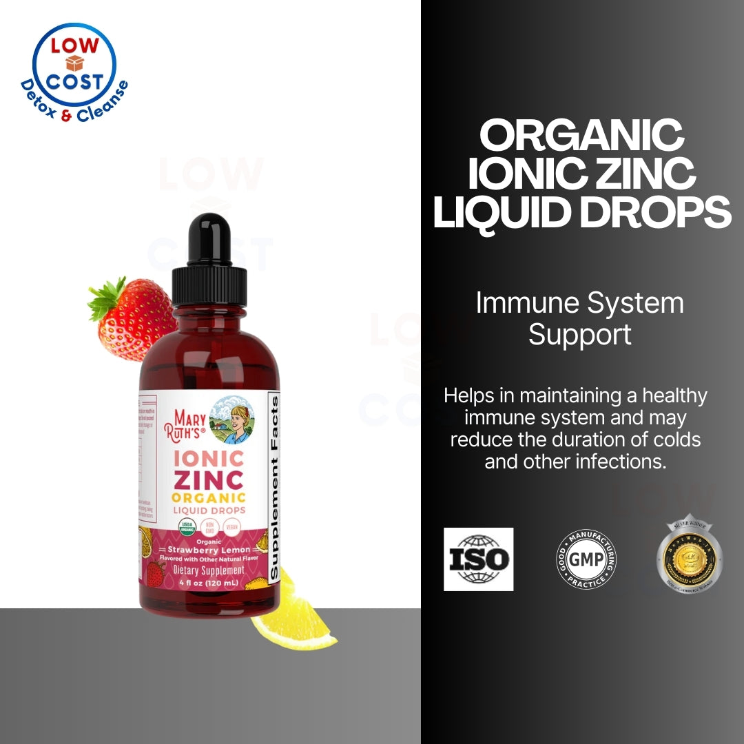 LowCostPH | MaryRuth's, Organic Ionic Zinc Liquid Drops, Strawberry Lemon, 4 fl oz (120 ml) 6mos+