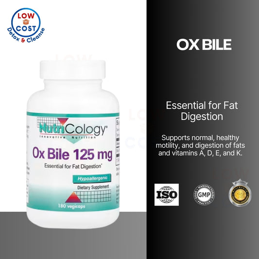 LowCostPH | Nutricology Ox Bile, 50mg|125mg Vegicaps No Gallbladder, Digestive Enzymes for Liver