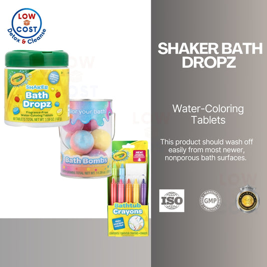 USA Onhand | Crayola, Shaker Bath Dropz, 3+, Fragrance-Free, 60 Tablets, 3.59 oz (102 g)