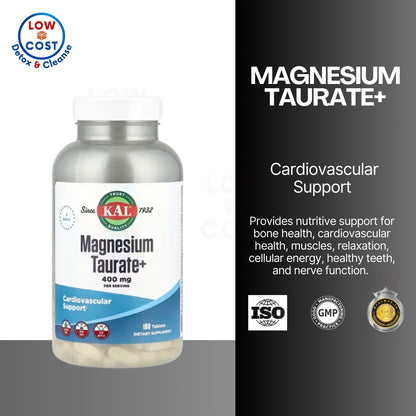 USA Onhand | KAL, Magnesium Taurate +, 400 mg, 400 mg Magnesium with Coenzyme B-6