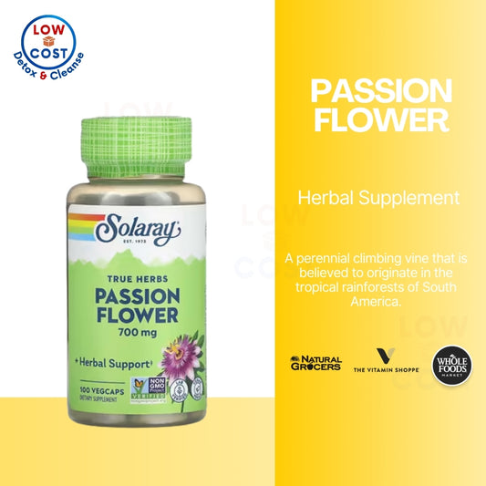 LowCostPH | Solaray, True Herbs, Passion Flower, 700 mg, 100 VegCaps (350 mg per Capsule)