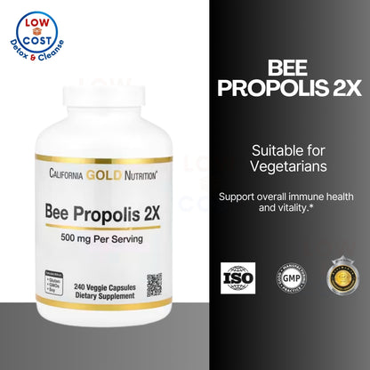 LowCostPH| California Gold Nutrition, Bee Propolis 2X, Concentrated Extract, 500 mg, 240 Veggie Caps