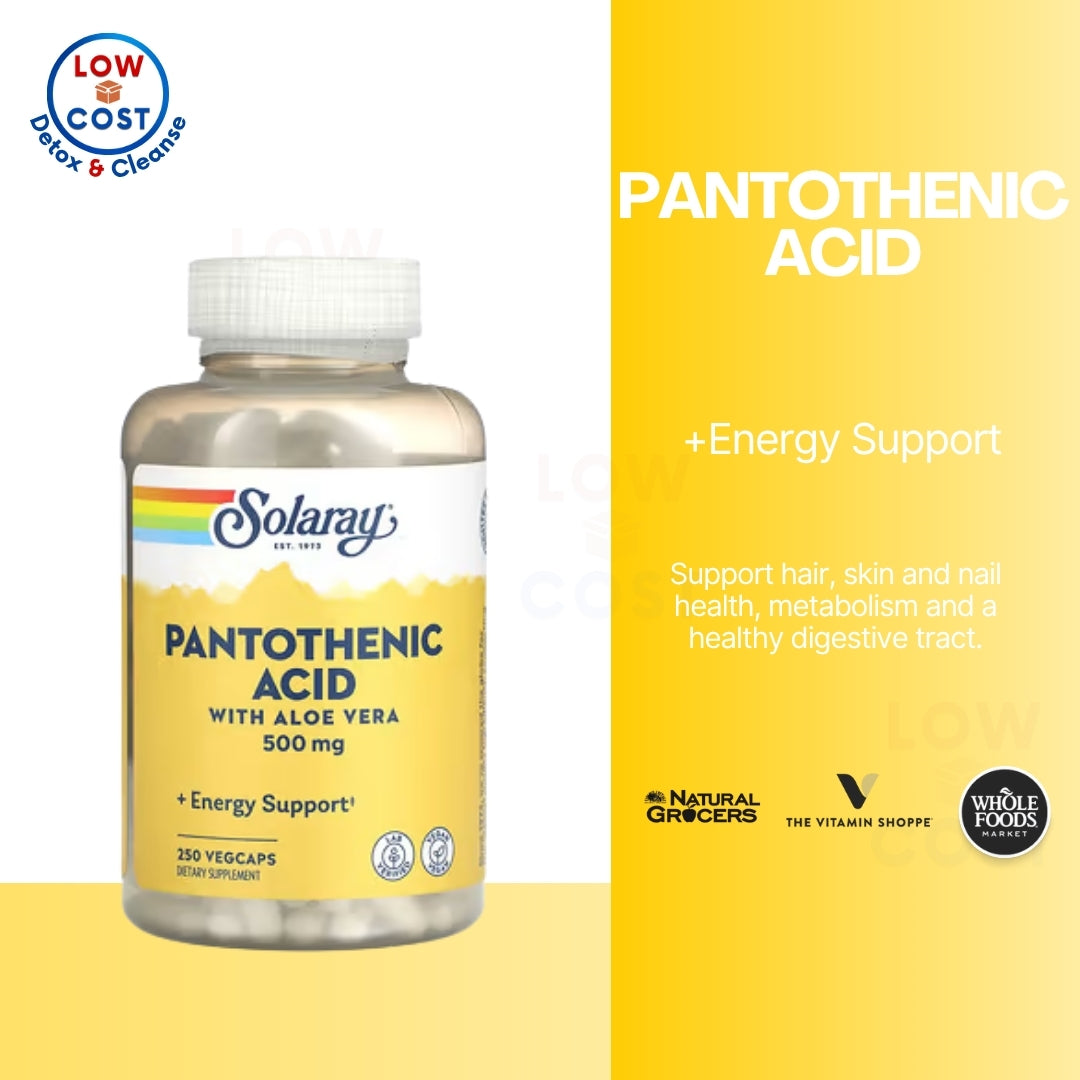 LowCostPH | Solaray, Pantothenic Acid, 500 mg, 100 | 250 VegCaps| Cholesterol & Heart Health