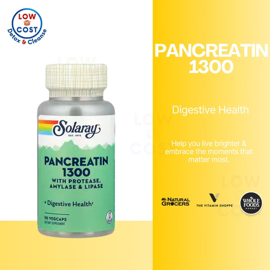 LowCostPH | Solaray, Pancreatin 1300, 90 VegCaps, With Protease, Amylase & Lipase Digestive Health
