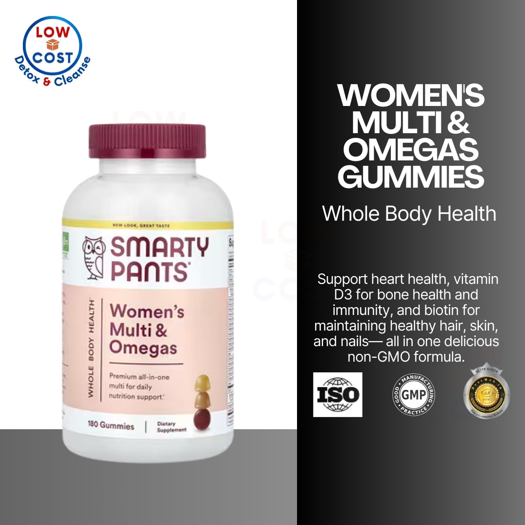 LowCostPH | SmartyPants, Women's Multi & Omegas , Lemon Creme, Blueberry, and Orange, 180 Gummies
