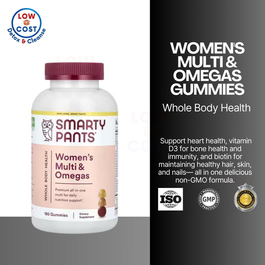 LowCostPH | SmartyPants, Women's Multi & Omegas , Lemon Creme, Blueberry, and Orange, 180 Gummies