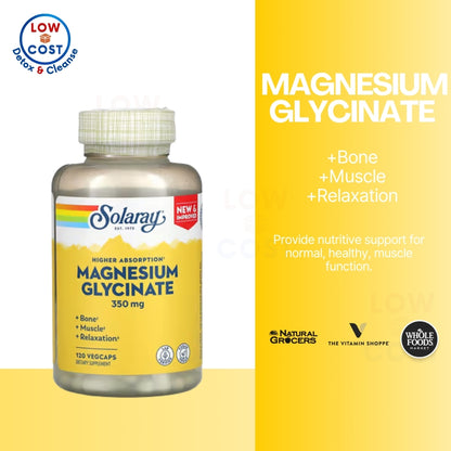 LowCostPH | Solaray Higher Absorption Magnesium Glycinate, 350 mg, 240 VegCaps Dietary Supplements