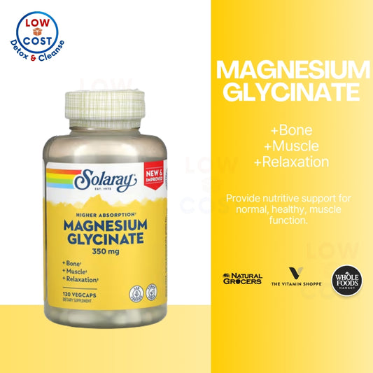 LowCostPH | Solaray, High Absorption Magnesium Glycinate, 350 mg, Bone Muscle Relaxation