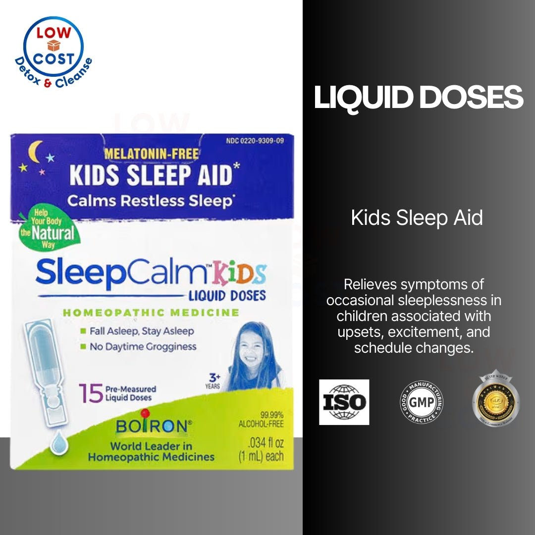 LowCostPH | Boiron, Kids, SleepCalm Liquid Doses, 3+ Years, Melatonin-Free, 15 Pre-Measured Liquid Do