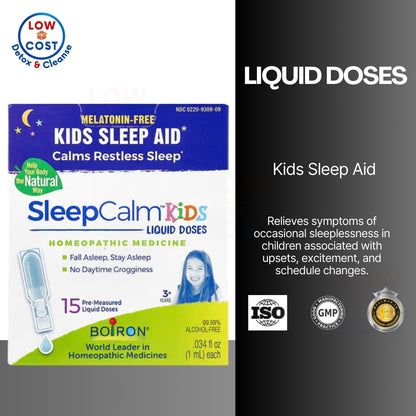 LowCostPH | Boiron, Kids, SleepCalm Liquid Doses, 3+ Years, Melatonin-Free, 15 Pre-Measured Liquid Do