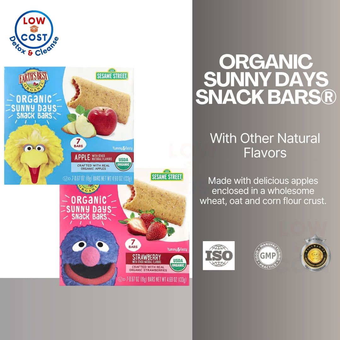 LowCostPH | Earth's Best, Organic Sunny Days Snack Bars, Strawberry, 8 Bars, 0.67 oz (19 g) Each
