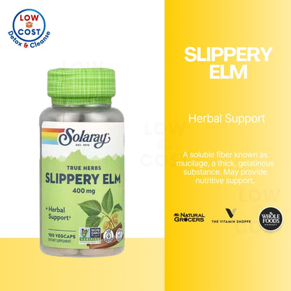 LowCostPH | SOLARAY Slippery Elm Bark Capsules (Ulmus Rubra) 400 mg - Soothing Herbal Support