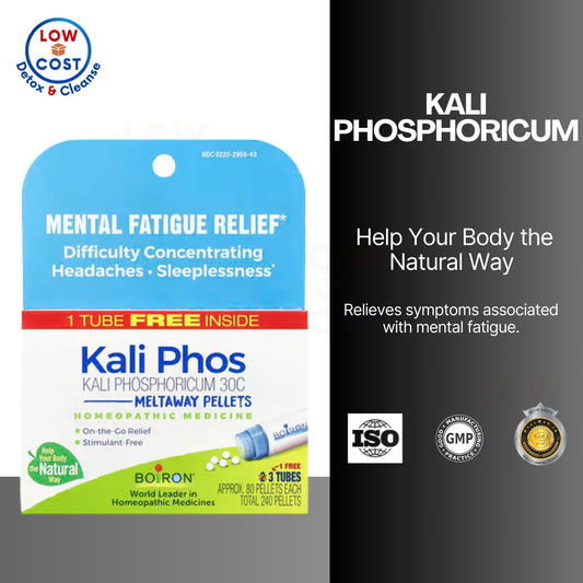 LowCostPH| Boiron, Kali Phosphoricum, Mental Fatigue Relief, Meltaway Pellets, 30C, 3 Tubes, Approx.