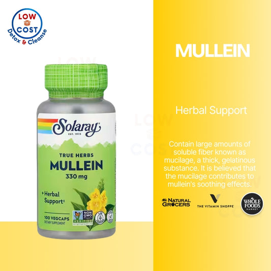 LowCostPH | SOLARAY Mullein Leaf 330 mg - Soothing Herbal Support - Traditionally Used to Support