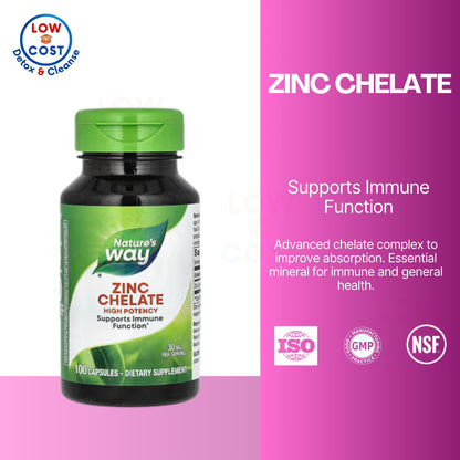 LowCostPH | Nature's Way, Zinc Chelate ( Immune System Support, Antioxidant & Cellular Protection )