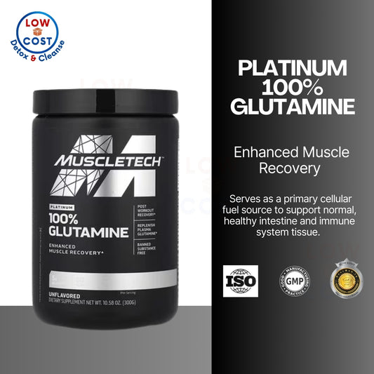 LowCostPH | Muscletech Platinum 100% Glutamine, Unflavored (300 g) Enhanced Muscle Recovery