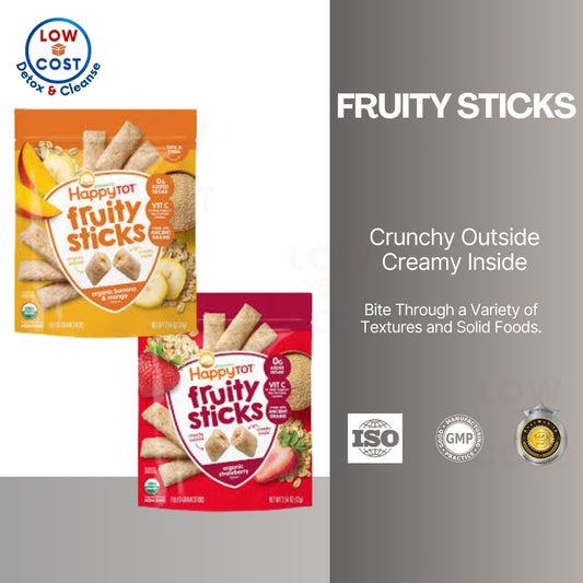 LowCostPH | Happy Tot, Fruity Sticks, Organic Banana & Mango, Organic Strawberry 2.54 oz