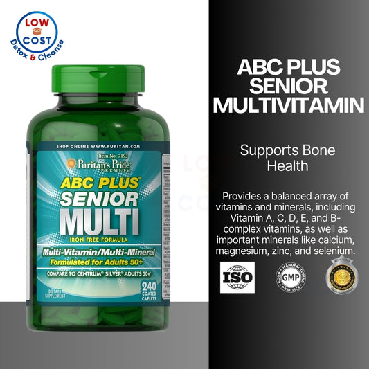 LowCostPH | Puritan's Pride Abc Plus Senior Multivitamin Multi-mineral Formula Caplets, 240 caplets