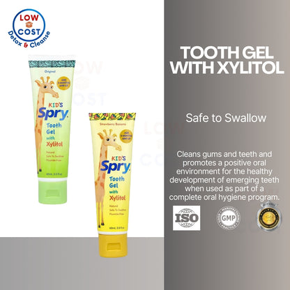 LowCostPH | Xlear, Kid's Spry Tooth Gel, with Xylitol, Strawberry Banana, Original, Bubblegum.