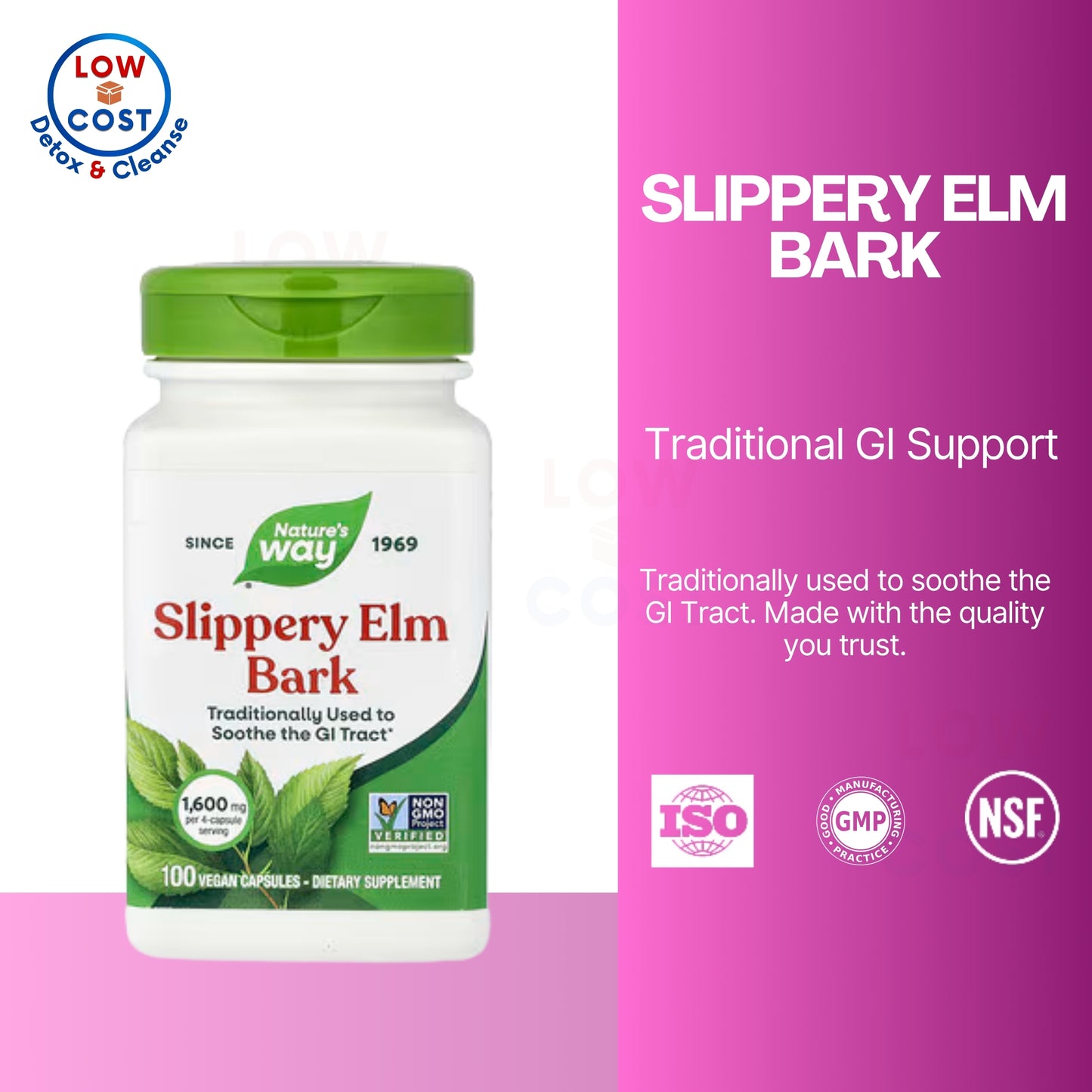 LowCostPH | Nature's Way, Slippery Elm Bark ( Traditionally Used to Soothe the GI Tract )