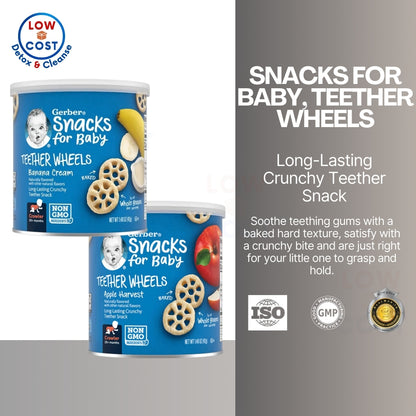 LowCostPH | Gerber, Teether Wheels, 10+ Months, Banana Cream, Apple Harvest, Natural Flavors