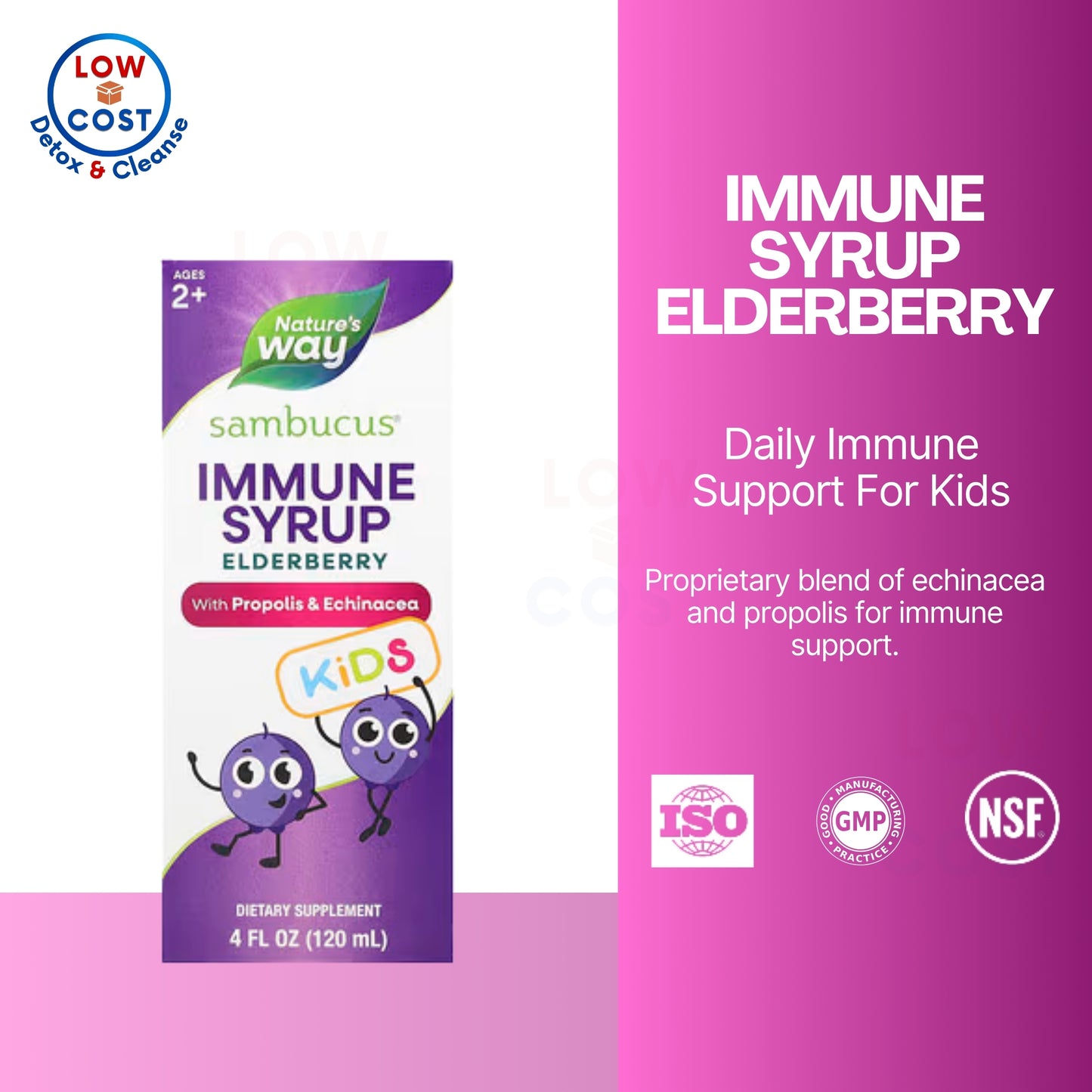 LowCostPH | Nature's Way, Sambucus® Kids, Immune Syrup Elderberry ( Boosts Immune System )