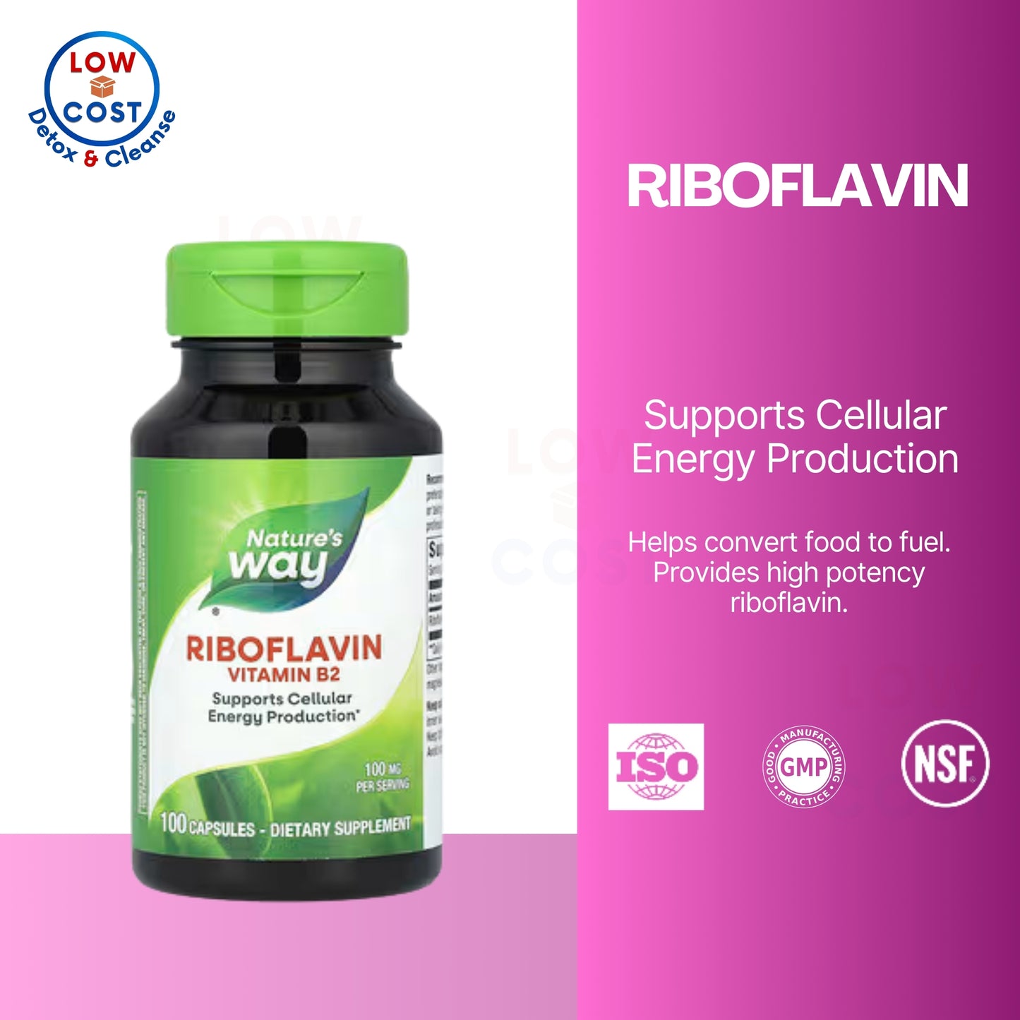 LowCostPH | Nature's Way, Riboflavin, Vitamin B2 ( Supports Cellular Processes, Heart & Vascular Health )