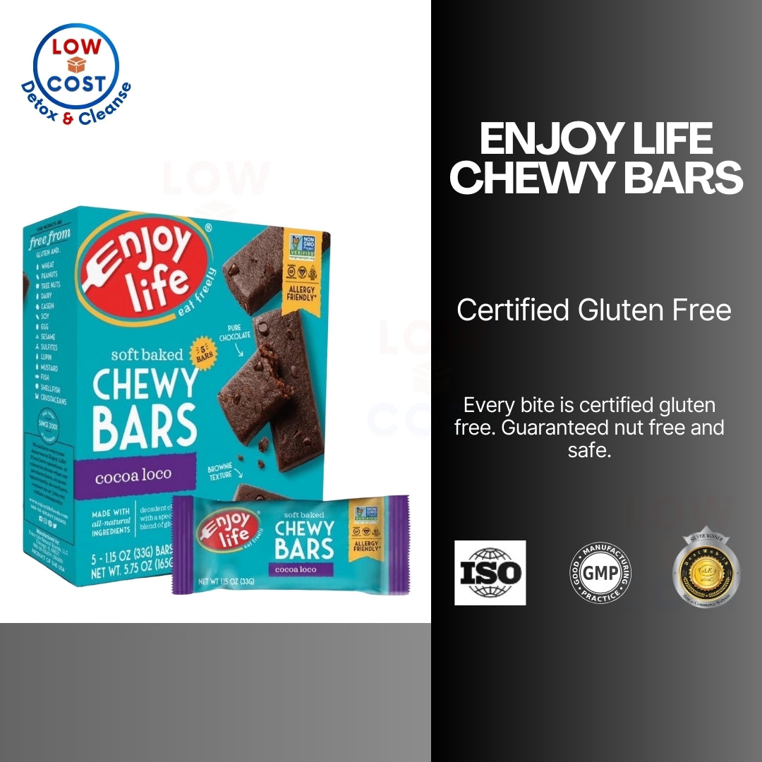 LowCostPH | Kelkin, Enjoy Life Chewy Bars, Cocoa Loco, 5 Bars, 1.15 oz, Oat Cookies Gluten Free
