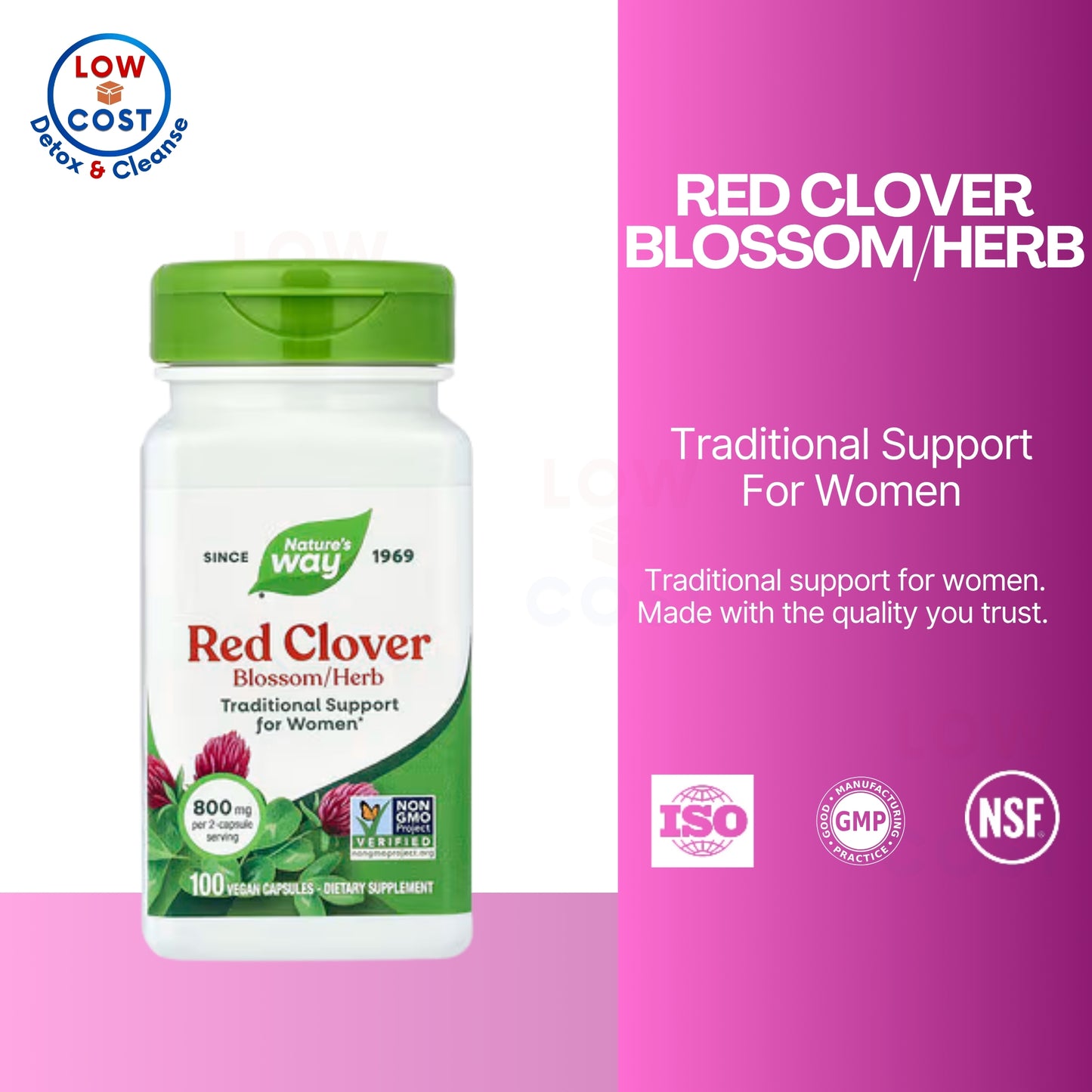 LowCostPH | Nature's Way, Red Clover Blossom/Herb ( Cardiovascular Health, Bone Health & Cholesterol Balance )