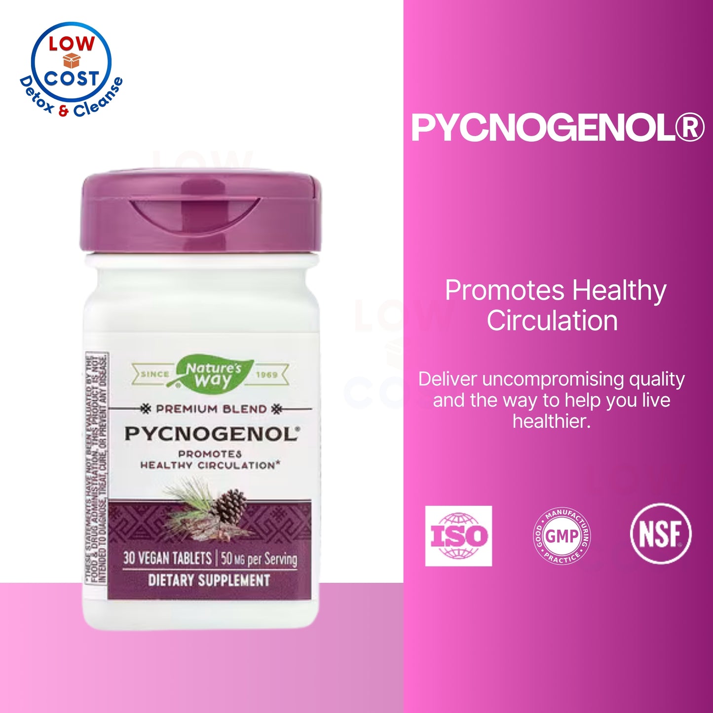 LowCostPH | Nature's Way, Pycnogenol, 50 mg, 30 Vegan Tablets, Cardiovascular Support