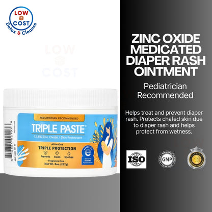 USAOnhand| Triple Paste Diaper Rash Cream for Baby - 8 Oz Tub - Zinc Oxide Ointment Treats, Soothes